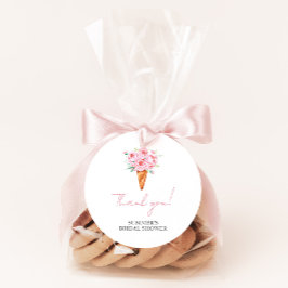 Pegatina Redonda Chic Moderna Acuarela Torta Helado Despedida de So