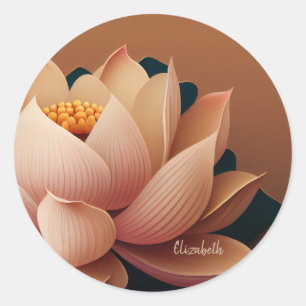 Pegatina Redonda Chic moderno Lotus elegante
