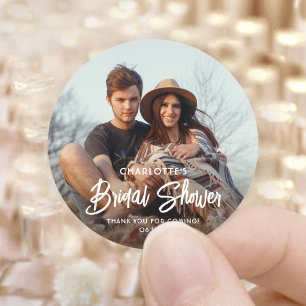 Pegatina Redonda Chic Moderno Tarjeta de Agradecimiento para Baby S