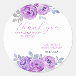 Pegatina Redonda Chic Rosa Violeta Jardinería Floral Despedida de S