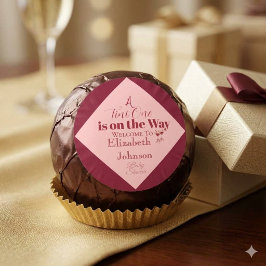 Pegatina Redonda Chic Rosa y Rojo "A Tini One" Baby Shower