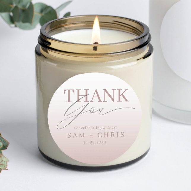 Pegatina Redonda Chic Rose Gold Wedding Thank You  (Subido por el creador)