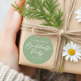 Pegatina Redonda Chic Sage Green Bachelorette Party Personalized
