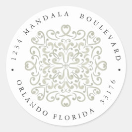 Pegatina Redonda CHIC SAGE GREEN TILE WEDDING Dirección de devoluci