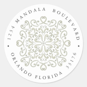 Pegatina Redonda CHIC SAGE GREEN TILE WEDDING Dirección de devoluci