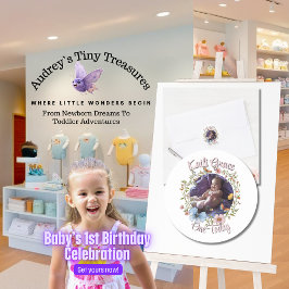 Pegatina Redonda Chica 1Nacimiento Mariposa