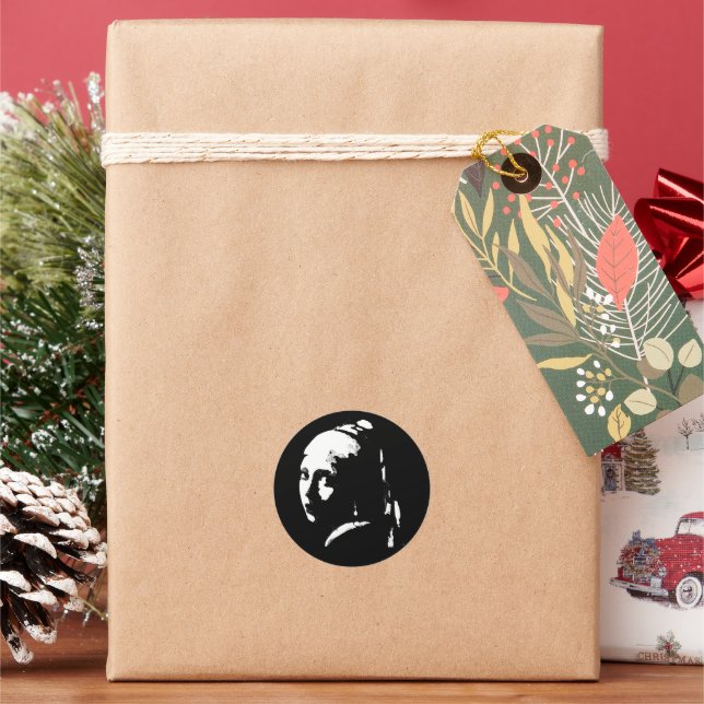 Pegatina Redonda Chica abstracto con Pearl Earring (Vacaciones)