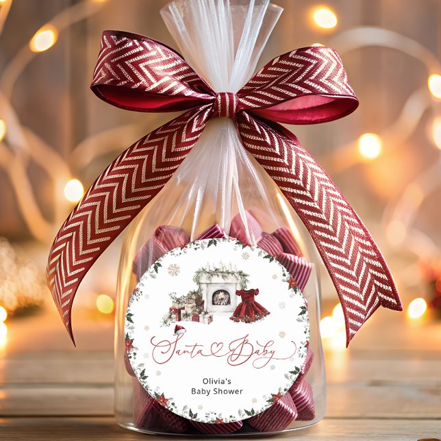 Pegatina Redonda Chica acuarela Santa Baby Baby Shower (Subido por el creador)