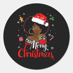 Pegatina Redonda chica africano negro, cantan navidades de melanina