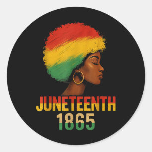 Pegatina Redonda Chica Afro-Americano de Reina Negra Afro Junetdeci