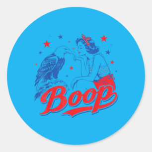 Pegatina Redonda Chica Águila Divertida Mano Boop Nariz Divertido P