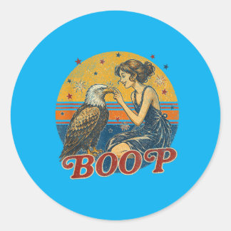 Pegatina Redonda Chica Águila Divertida Mano Boop Nariz Divertido P