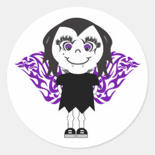 Pegatina Redonda Chica ángel vampiro alas tribales