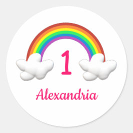 Pegatina Redonda Chica arcoiris Cualquier cumpleaños de edad