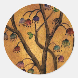 Pegatina Redonda Chica asiático / oro chino japonés (MÁS OPCIONE