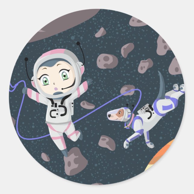 Pegatina Redonda Chica asteroide (Anverso)