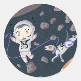 Pegatina Redonda Chica asteroide