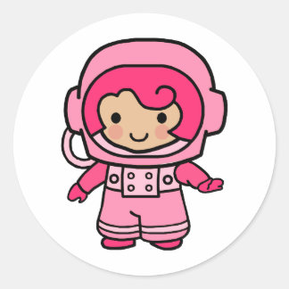 Pegatina Redonda Chica astronauta