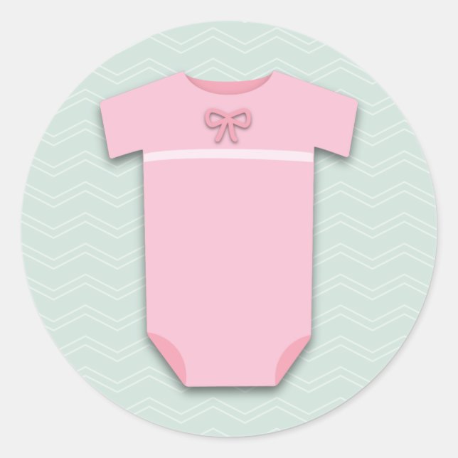 Pegatina Redonda Chica Baby Shower Bodysuit (Anverso)