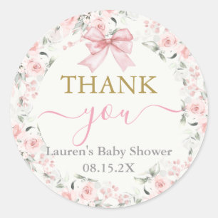 Pegatina Redonda Chica Baby Shower con arco