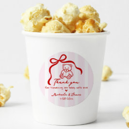 Pegatina Redonda Chica Baby Shower de garabato de garras rosadas y