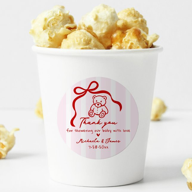 Pegatina Redonda Chica Baby Shower de garabato de garras rosadas y  (Subido por el creador)