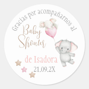 Pegatina Redonda Chica Baby Shower en español con