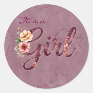Pegatina Redonda Chica Baby Shower Floral