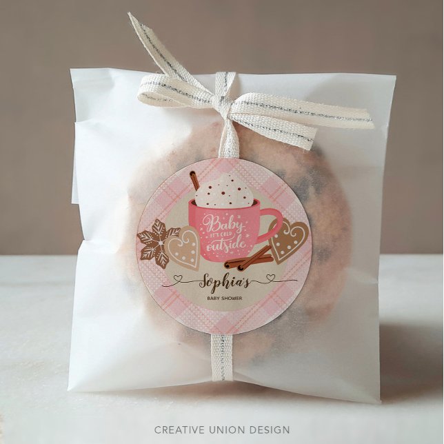 Pegatina Redonda Chica Baby Shower Hot Chocolate Winter (Subido por el creador)