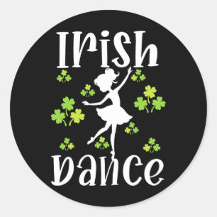 Pegatina Redonda Chica bailarina de danza irlandesa San Patricio