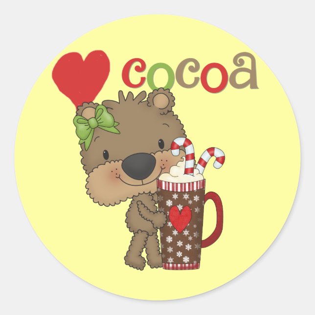 Pegatina Redonda Chica Bear Cocoa Love (Anverso)
