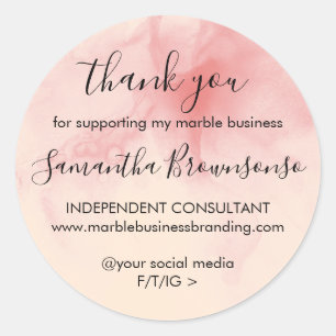 Pegatina Redonda Chica beige rosado moderno Ombre  gracias