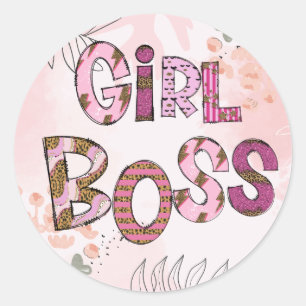 Pegatina Redonda Chica Boss Letras Negrita