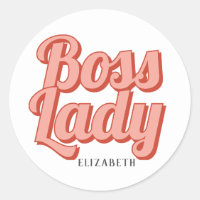 Chica Boss Retro Nombre personalizado Classic Roun