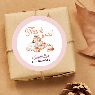 Pegatina Redonda Chica Calabaza Parche Bows fiesta de cumpleaños