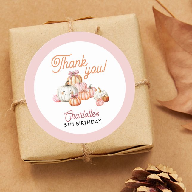 Pegatina Redonda Chica Calabaza Parche Bows fiesta de cumpleaños (Subido por el creador)