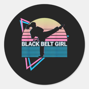 Pegatina Redonda Chica cinturón negro - Judo Karate Jiu Jitsu Taekw