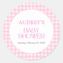 Chica clásico rosado de Gingham Baby Shower