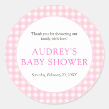 Chica clásico rosado de Gingham Baby Shower