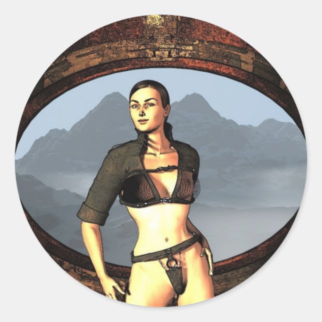 Pegatina Redonda chica cómico (Anverso)