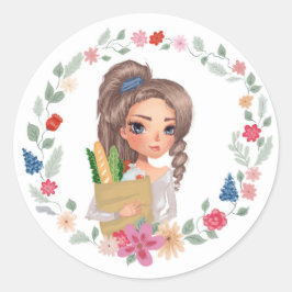 Pegatina Redonda Chica con comestibles