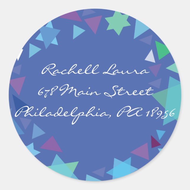 Pegatina Redonda Chica con estrellas en su pelo Bat Mitzvah Pegatin (Anverso)