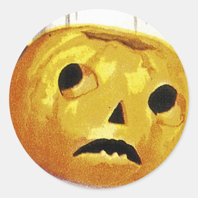 Pegatina Redonda Chica con Jack o' Lantern (Anverso)