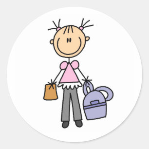 Pegatina Redonda Chica Con Mochila