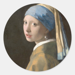Pegatina Redonda Chica con Pearl Earring