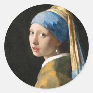 Pegatina Redonda Chica con Pearl Earring de Johannes Vermeer