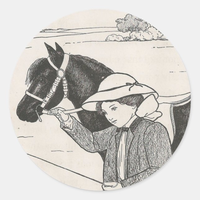 Pegatina Redonda Chica con Pony (Anverso)