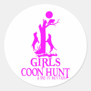 PEGATINA REDONDA CHICA COON HUNTING