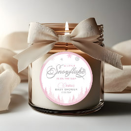 Pegatina Redonda Chica Copo de Nieve Baby Shower de Invierno