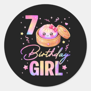 Pegatina Redonda Chica Cumpleaños 7 Dulce Dumpling Kawaii Anime 7